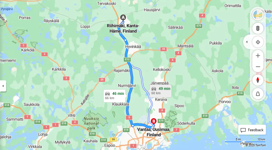 Matka Riihimaelta Vantaalle - Etaisyys, Ajo, Kuljetus ja Matkustusmahdollisuudet
