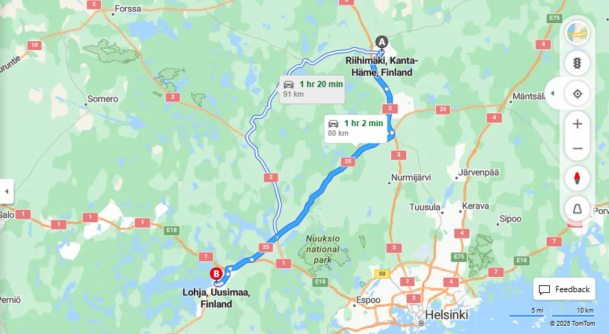 Matka Riihimaesta Lohjalle - Etaisyys, Ajo, Kuljetus ja Matkustusvaihtoehdot