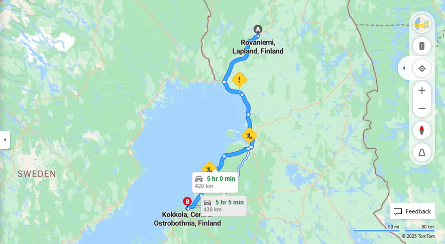 Matka Rovaniemelta Kokkolaan - Etaisyys, Ajokeli, Liikkumisvaihtoehdot ja Matkustaminen