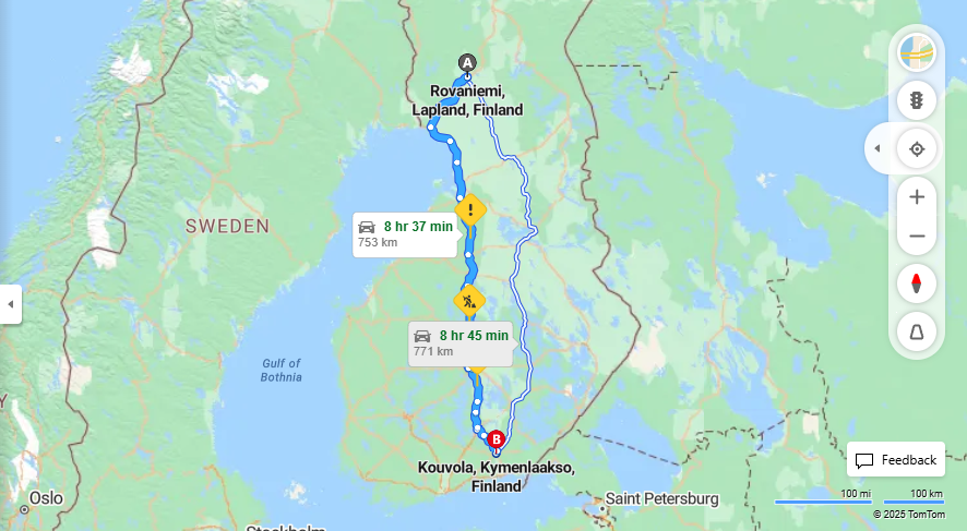 Matka Rovaniemelta Kouvolaan - Etaisyys, Ajo, Kuljetus ja Matkustusvaihtoehdot