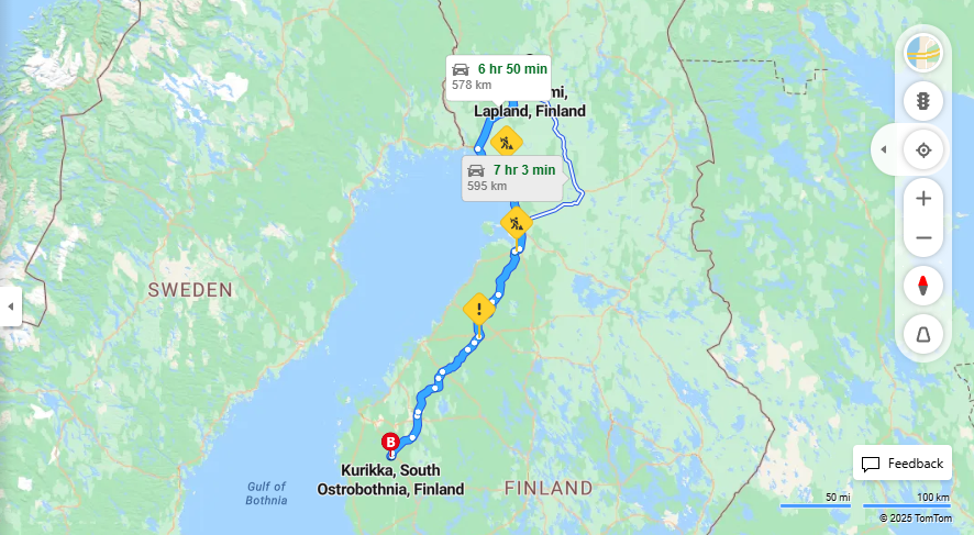 Matka Rovaniemelta Kurikkaan - Etaisyys, Ajo, Liikenne ja Matkustusmahdollisuudet