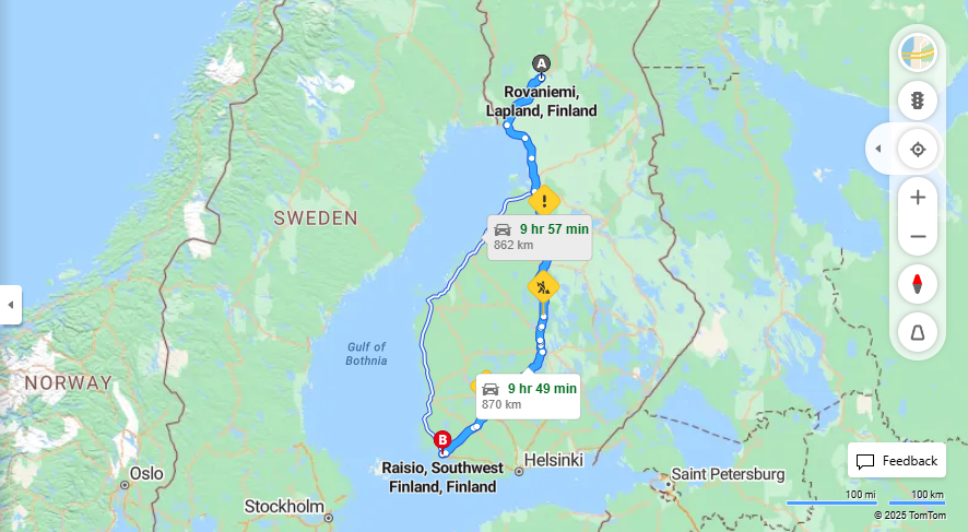 Matka Rovaniemelta Raisioon - Etaisyys, Ajo, Kuljetus ja Matkustamisvaihtoehdot