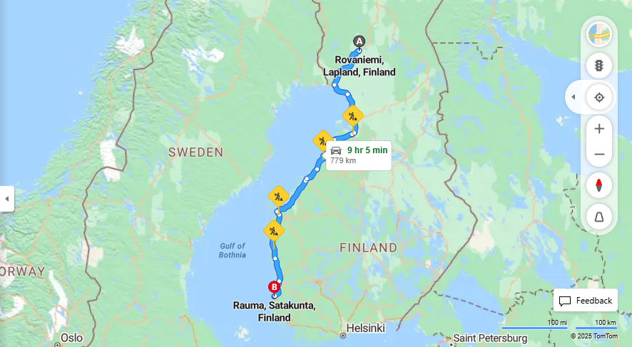 Matka Rovaniemelta Raumalle - Etaisyys, Ajo, Kuljetus ja Matkustamisvaihtoehdot