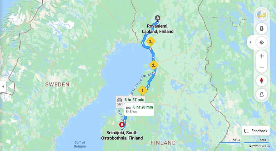 Matka Rovaniemelta Seinajoelle - Etaisyys, Ajo, Kuljetus ja Matkavaihtoehdot