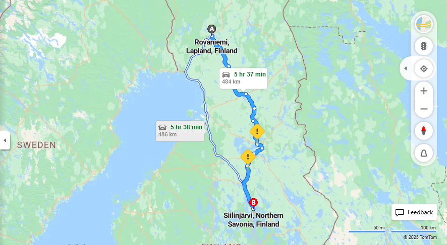 Matka Rovaniemelta Siilinjarvelle - Etaisyys, Ajo, Kuljetus ja Matkavaihtoehdot