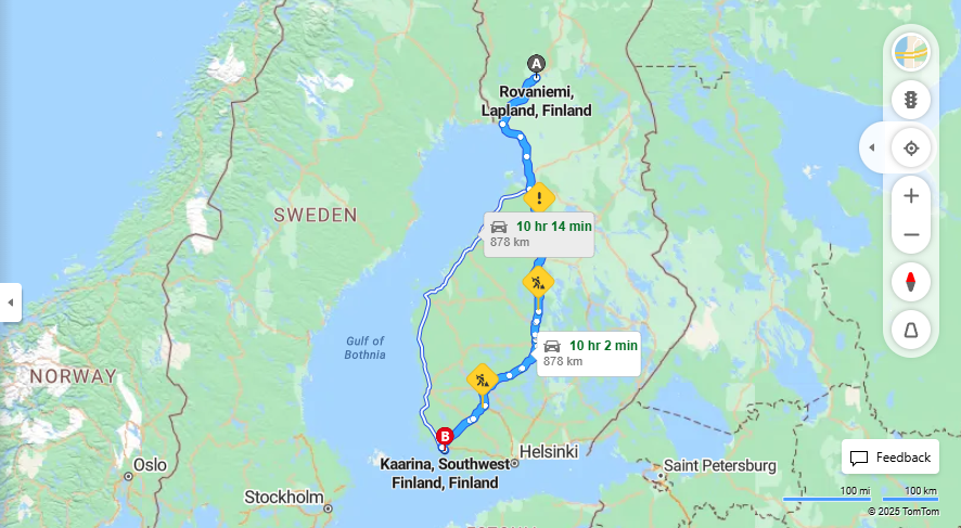 Matka Rovaniemesta Kaarinaan - Etaisyys, Ajaminen, Kuljetus ja Matkustusvaihtoehdot