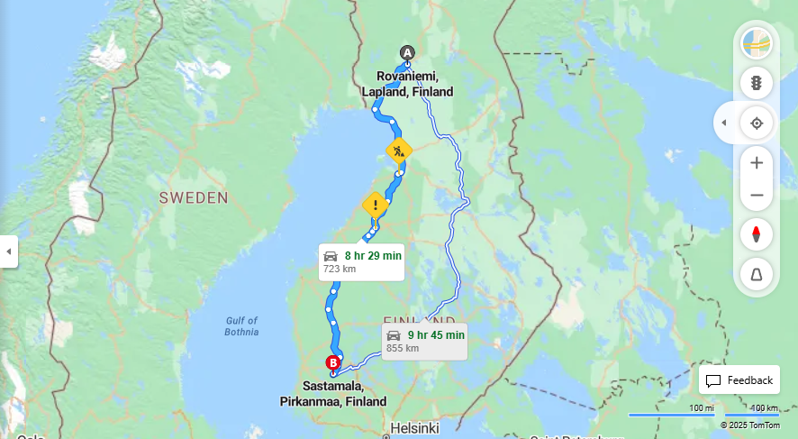 Matka Rovaniemesta Sastamalaan - Etaisyys, Ajo, Kuljetus ja Matkustusvaihtoehdot
