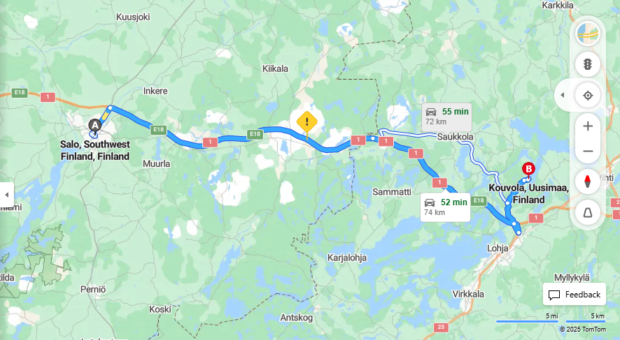 Matka Salon ja Kouvolan valilla - Etaisyydet, Ajo, Liikenne ja Matkustusvaihtoehdot