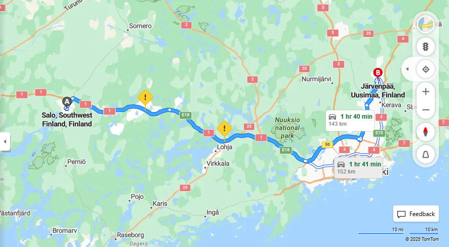 Matka Salosta Jarvenpaahan - Etaisyys, Ajaminen, Kuljetus ja Matkustusvaihtoehdot