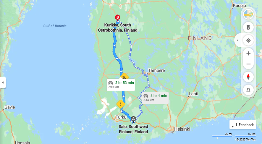 Matka Salosta Kurikkaan - Etaisyys, Ajo, Kuljetus ja Matkustusvaihtoehdot