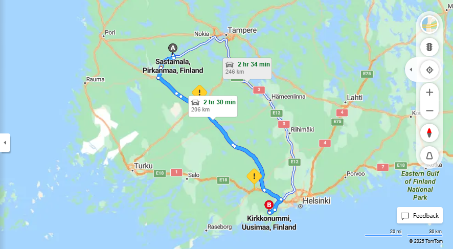 Matka Sastamalaasta Kirkkonummelle - Etaisyys, Ajo, Kuljetus ja Matkustusvaihtoehdot