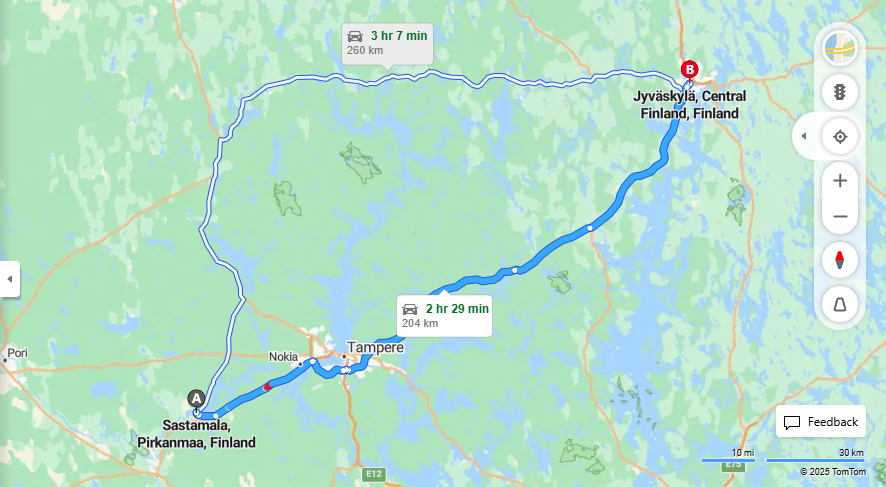 Matka Sastamalasta Jyvaskylaan - Etaisyys, Ajo, Kuljetus ja Matkustusvaihtoehdot