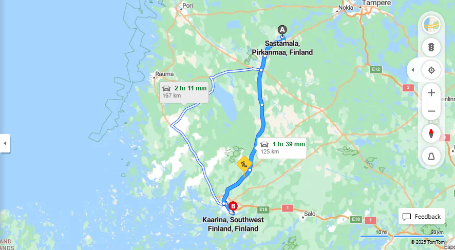 Matka Sastamalasta Kaarinaan - Etaisyys, Ajaminen, Liikkuminen ja Matkustusvaihtoehdot