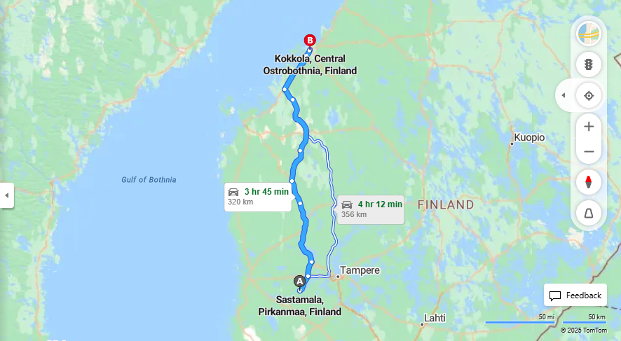 Matka Sastamalasta Kokkolaan - Etaisyys, Ajomatka, Kuljetus ja Matkustusvaihtoehdot