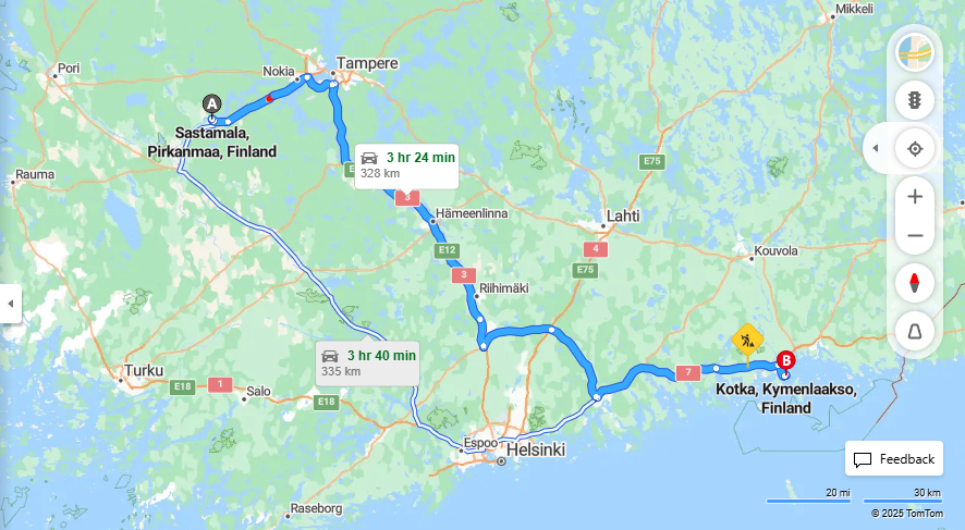 Matka Sastamalasta Kotkaan - Etaisyys, Ajo, Kuljetus ja Matkustusvaihtoehdot