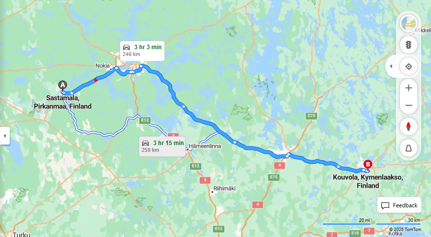 Matka Sastamalasta Kouvolaan - Etaisyys, Ajoneuvot, Kuljetus ja Matkustusmahdollisuudet