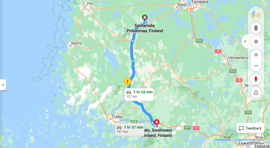 Matka Sastamalasta Saloon - Etaisyys, Ajo, Kuljetus ja Matkustusvaihtoehdot