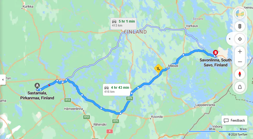 Matka Sastamalasta Savonlinnaan - Etaisyys, Ajo, Liikenne ja Matkustusvaihtoehdot