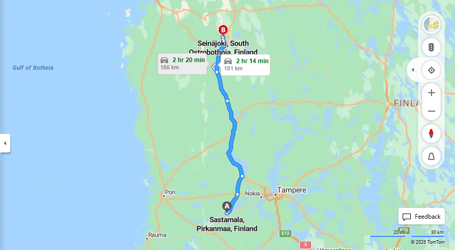 Matka Sastamalasta Seinajoelle - Etaisyys, Ajo, Kuljetus ja Matkustusmahdollisuudet