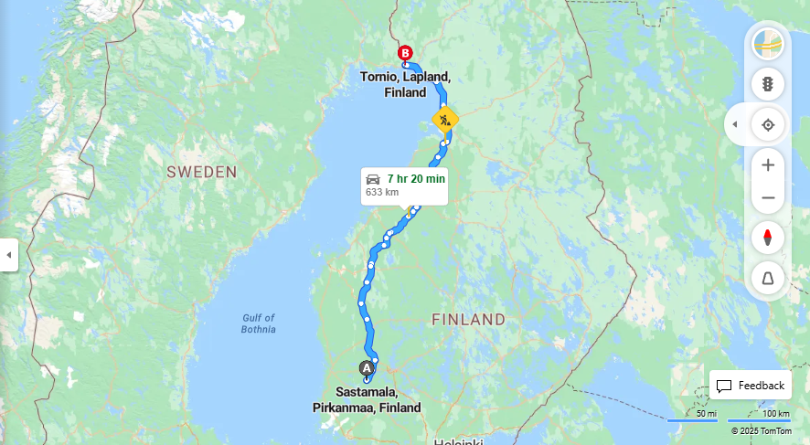 Matka Sastamalasta Tornioon - Etaisyys, Ajo, Kuljetus ja Matkustusmahdollisuudet