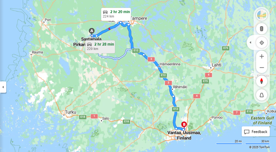 Matka Sastamalasta Vantaalle - Etaisyys, Ajo, Kuljetus ja Matkustusvaihtoehdot