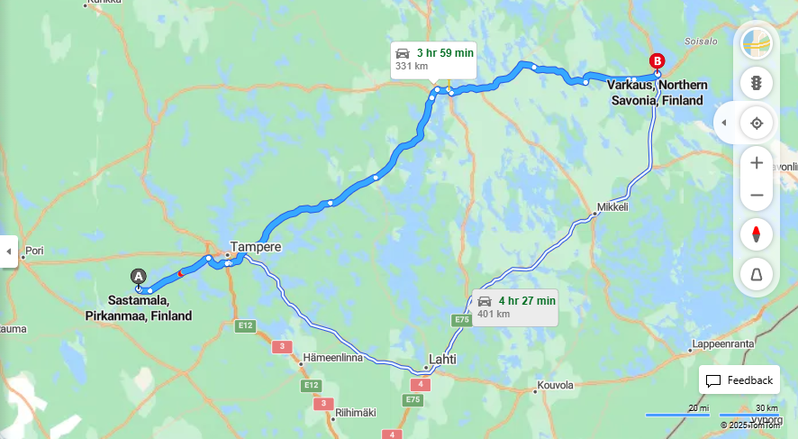Matka Sastamalasta Varkauteen - Etaisyys, Ajo, Kuljetus ja Matkavaihtoehdot