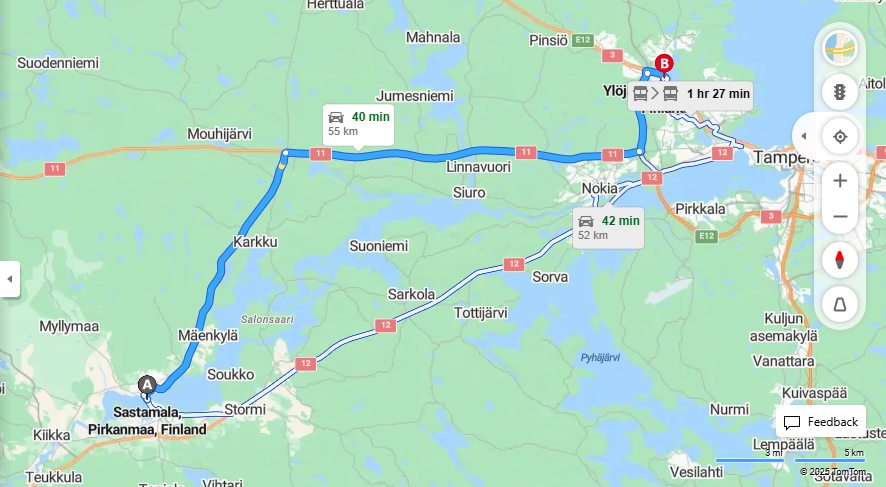 Matka Sastamalasta Ylojarvelle - Etaisyys, Ajaminen, Kuljetus ja Matkustusvaihtoehdot