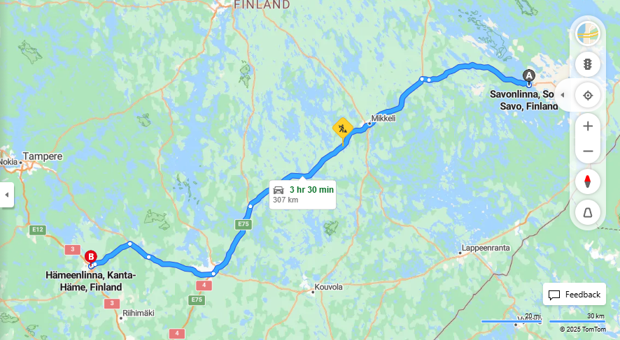 Matka Savonlinnasta Hameenlinnaan - Etaisyys, Ajo, Liikenne ja Matkustusvaihtoehdot