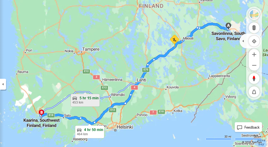 Matka Savonlinnasta Kaarinaan - Etaisyys, Ajo, Kuljetus ja Matkustusvaihtoehdot