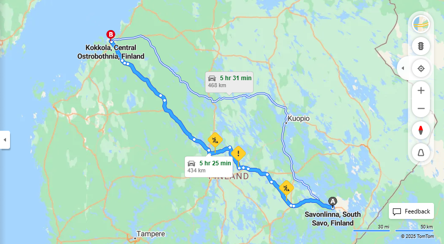 Matka Savonlinnasta Kokkolaan - Etaisyys, Ajo, Liikenne ja Matkustusvaihtoehdot