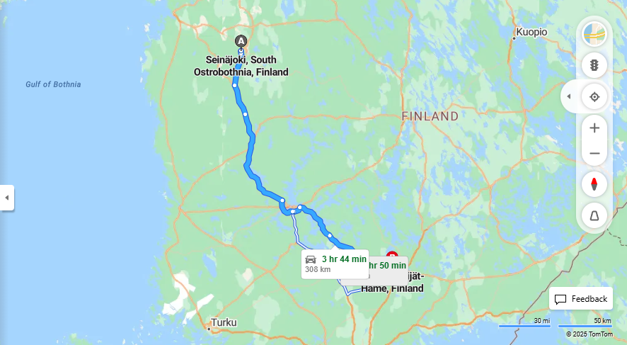 Matka Seinajoelta Hollolaan - Etaisyys, Ajo, Kuljetus ja Matkavaihtoehdot