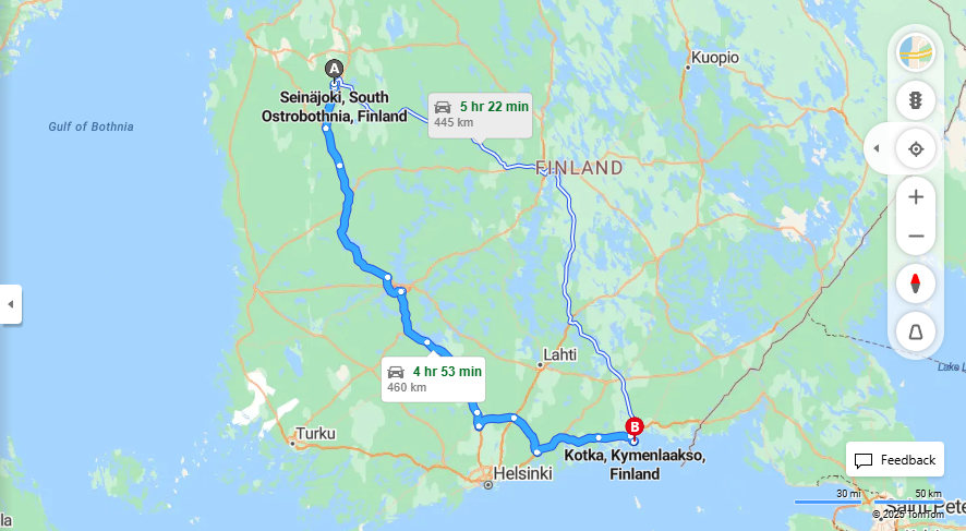 Matka Seinajoelta Kotkaan - Etaisyys, Ajo, Kuljetus ja Matkustusvaihtoehdot