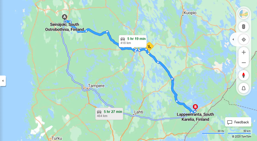 Matka Seinajoelta Lappeenrantaaan - Etaisyys, Ajo, Kuljetus ja Matkavaihtoehdot