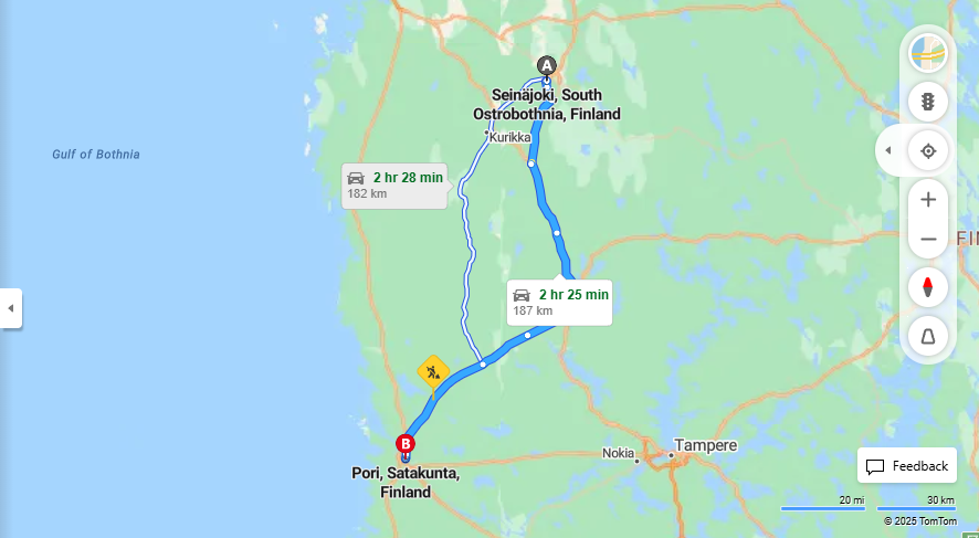 Matka Seinajoelta Porii: Etaisyys, Ajo, Kuljetus ja Matkustamisvaihtoehdot