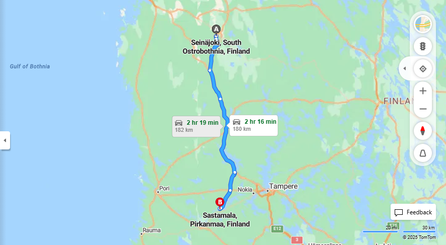 Matka Seinajoelta Sastamalaan - Etaisyys, Ajo, Liikkumismahdollisuudet ja Matkustusvaihtoehdot