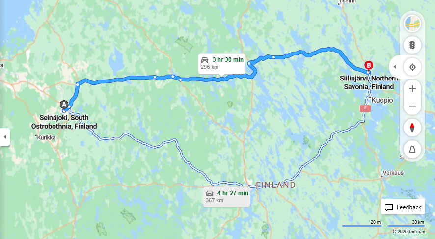Matka Seinajoelta Siilinjarvelle - Etaisyys, Ajomatka, Kuljetus ja Matkustamisvaihtoehdot