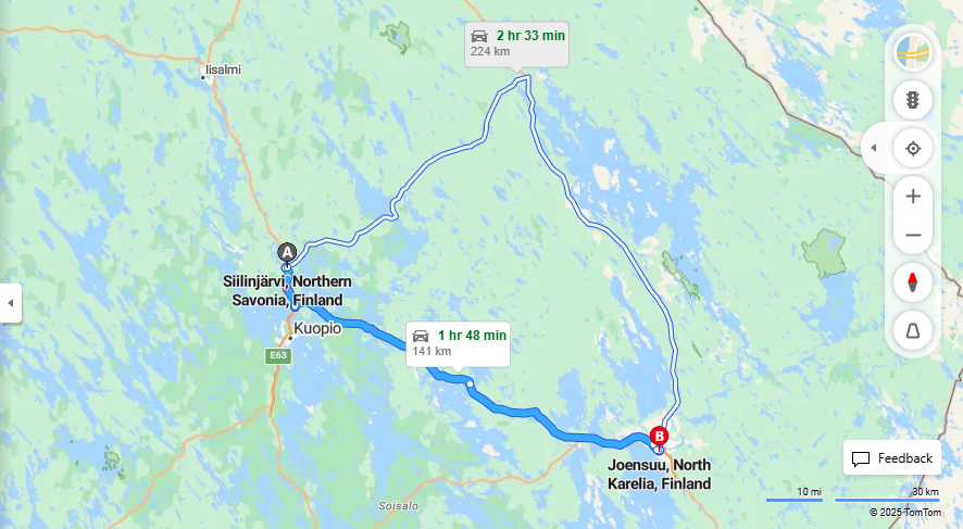 Matka Siilinjarvelta Joensuuhun - Etaisyys, Ajo, Kuljetus ja Matkustusvaihtoehdot
