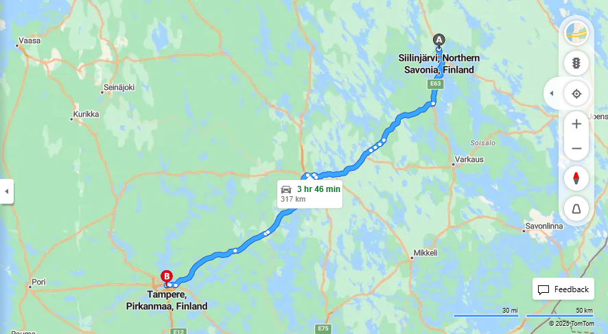 Matka Siilinjarvelta Tampereelle - Etaisyys, Ajo, Liikenne ja Matkustustavat
