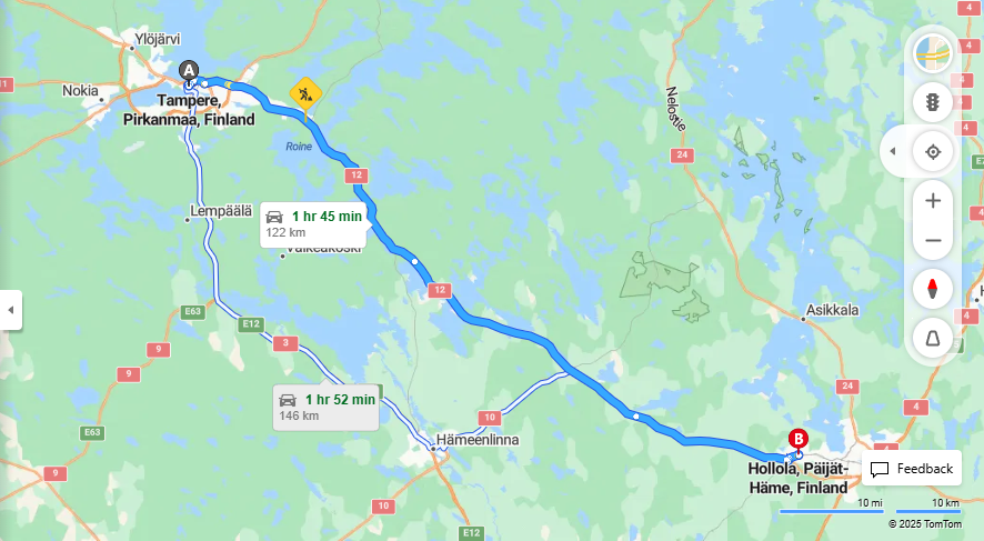 Matka Tampereelta Hollolaan - Etaisyys, Ajaminen, Kuljetus ja Matkustusmahdollisuudet