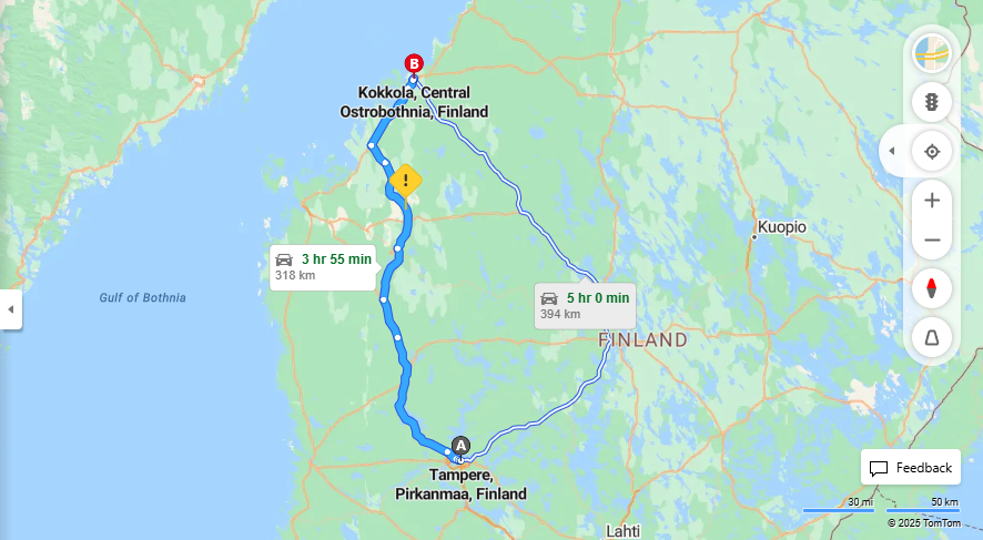 Matka Tampereelta Kokkolaan - Etaisyys, Ajo, Kuljetus ja Matkavaihtoehdot