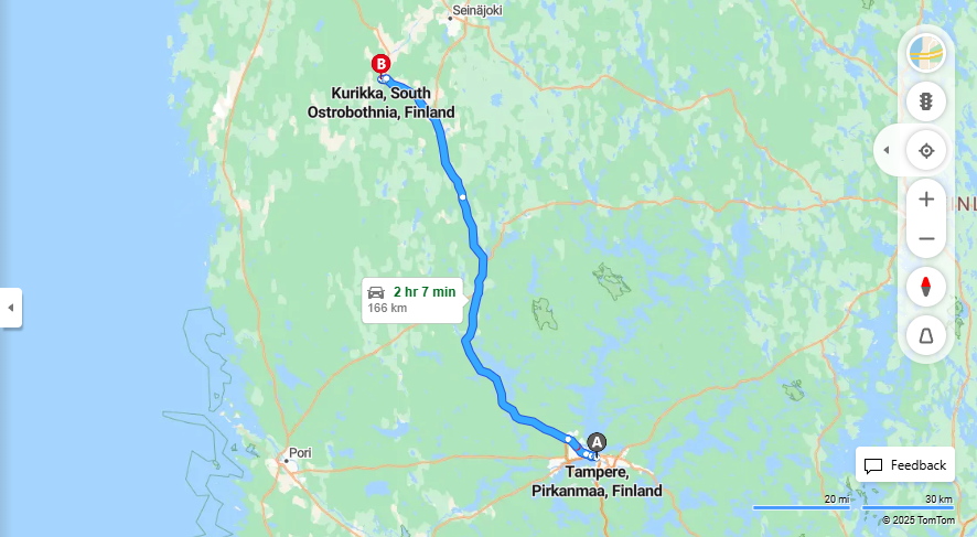 Matka Tampereelta Kurikkaan - Etaisyys, Ajo, Kuljetus ja Matkustusmahdollisuudet
