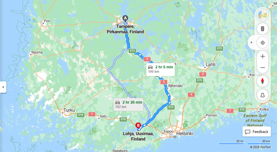Matka Tampereelta Lohjalle - Etaisyys, Ajo, Kuljetus ja Matkustamisvaihtoehdot