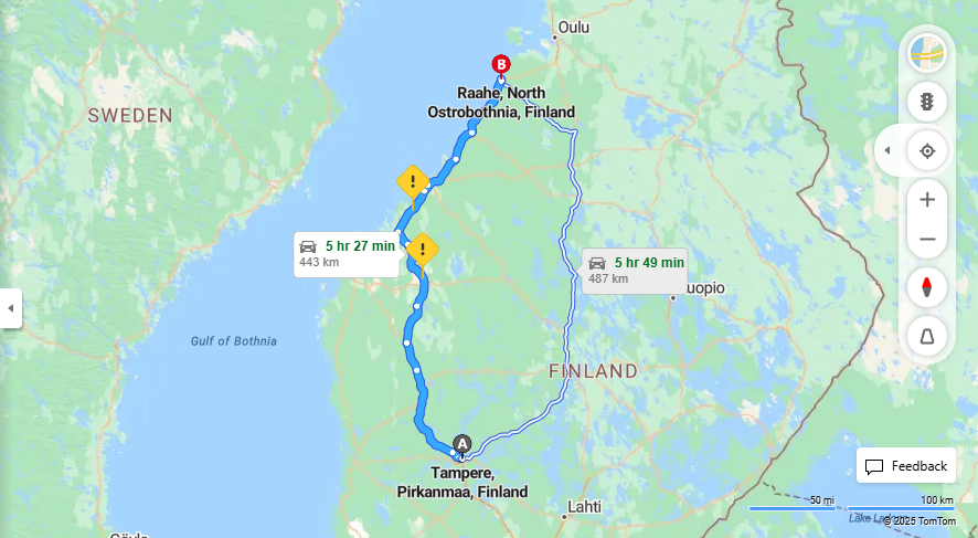 Matka Tampereelta Raaheen - Etaisyys, Ajaminen, Kuljetus ja Matkustamisvaihtoehdot