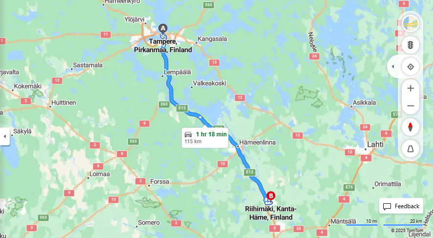 Matka Tampereelta Riihimaelle - Etaisyys, Ajaminen, Kuljetus ja Matkustusvaihtoehdot