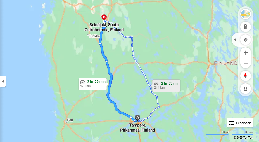 Matka Tampereelta Seinajoelle - Etaisyys, Ajaminen, Kuljetus ja Matkustamisvaihtoehdot