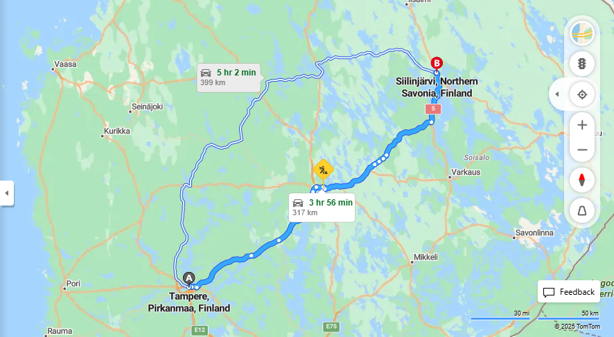 Matka Tampereelta Siilinjarvelle - Etaisyys, Ajaminen, Kuljetus ja Matkustusvaihtoehdot