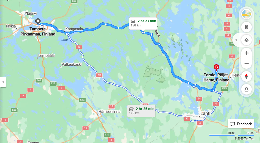 Matka Tampereelta Torniolle - Etaisyys, Ajo, Liikkuminen ja Matkustusvaihtoehdot