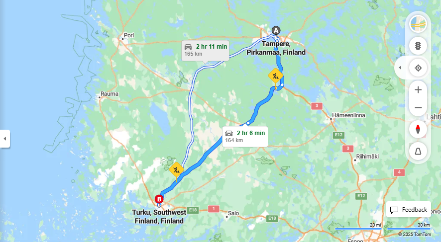 Matka Tampereelta Turkuun - Etaisyys, Ajoneuvot, Liikkumis- ja Matkustusvaihtoehdot