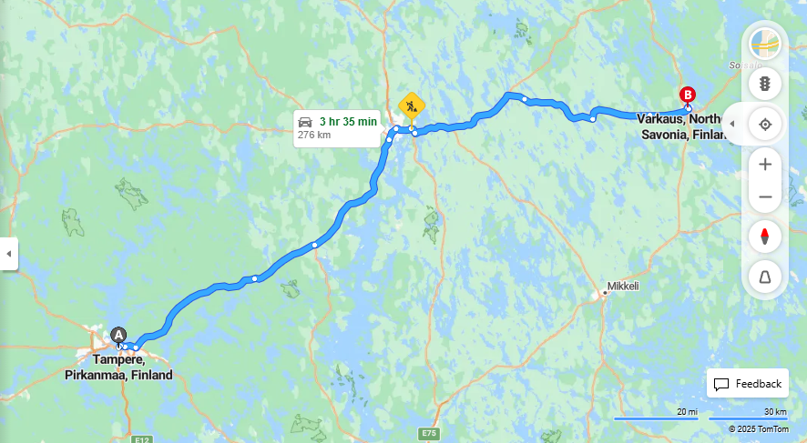 Matka Tampereelta Varkauteen - Etaisyys, Ajaminen, Kuljetus ja Matkavaihtoehdot