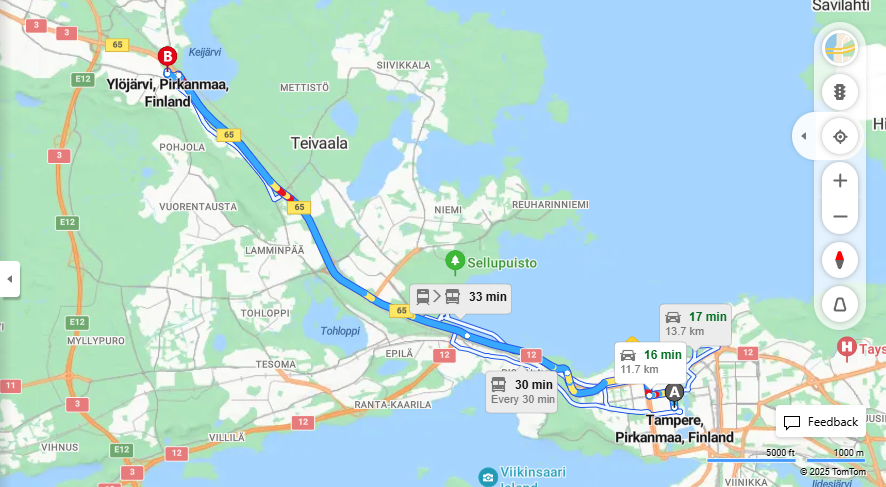 Matka Tampereelta Ylojarvelle - Etaisyys, Ajo, Liikkumistavat ja Matkustusvaihtoehdot